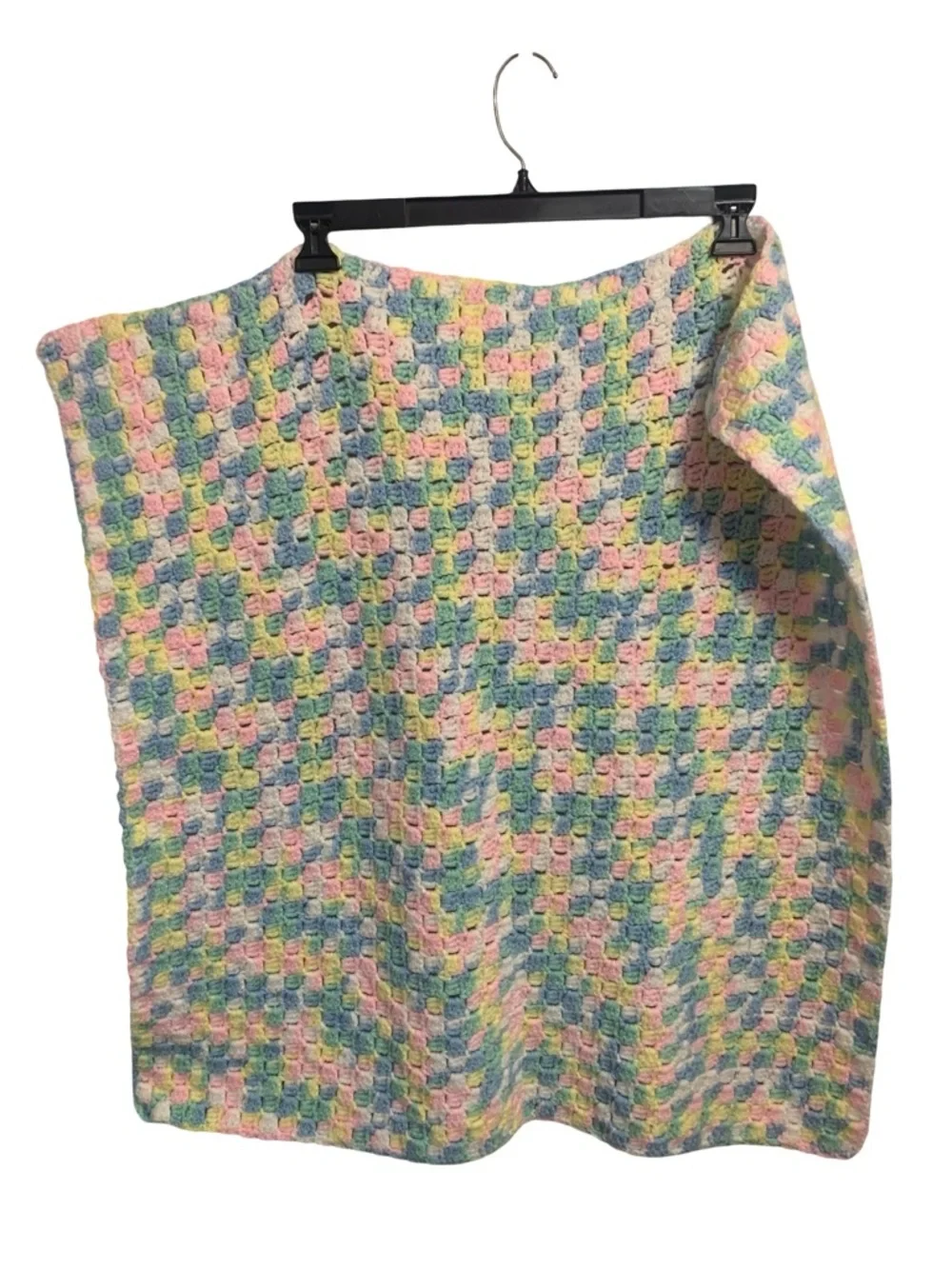 Vintage‎ Pastel Hand Crocheted Soft Knitted Baby Blanket Throw Afghan Unisex